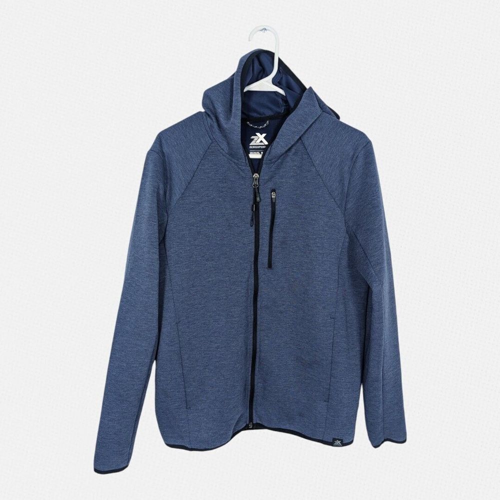 ZeroXposur Hoodie Mens S Blue Full Zip Hooded Activewear